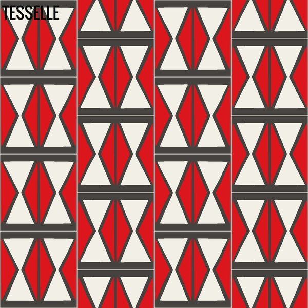 Tapa Flame Hourglass 8" Square Cement Tile by Shag Layout 2