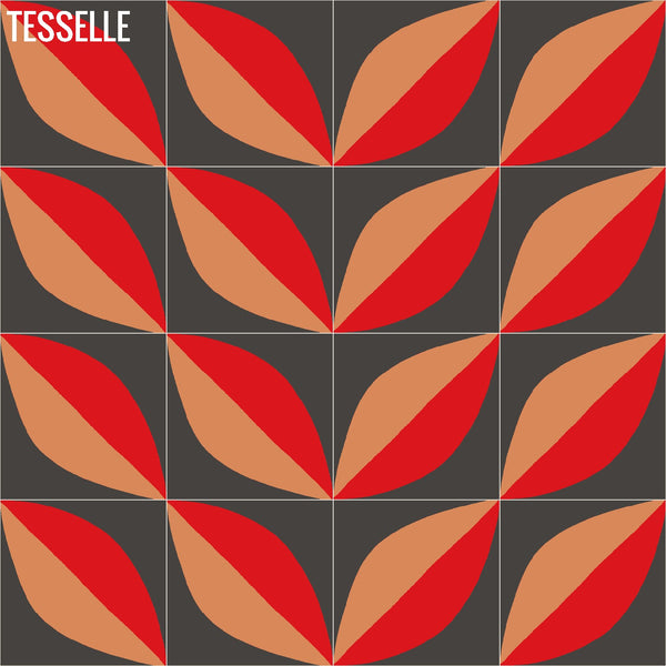 Tapa Flame Largeleaf 8" Square Cement Tile by Shag Layout 2