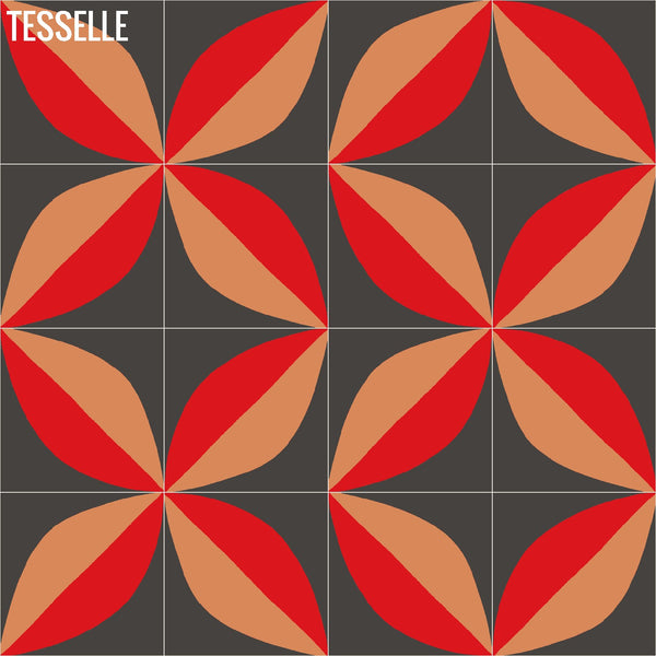 Tapa Flame Largeleaf 8" Square Cement Tile by Shag Layout 4