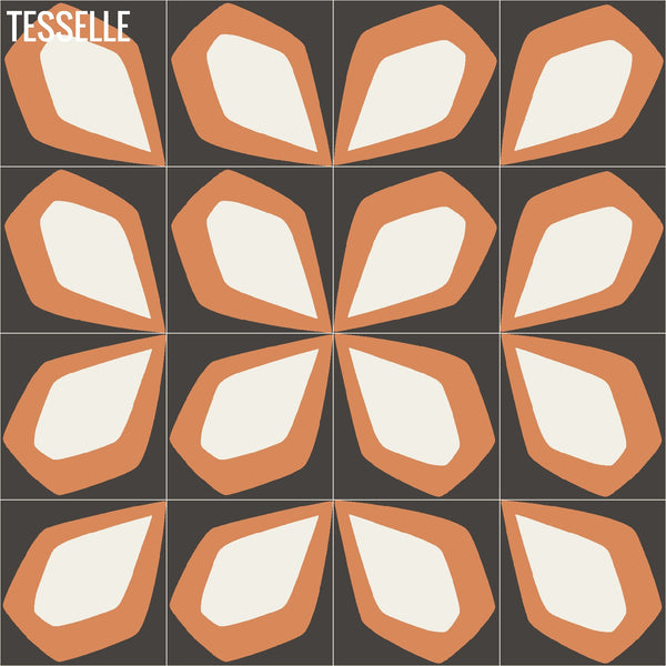 Tapa Flame Petal 8" Square Cement Tile by Shag Layout 3