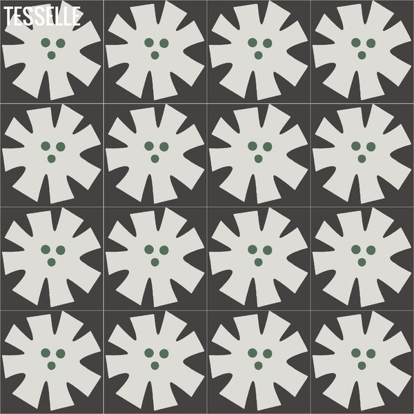 Tapa Green Flower 8" Square Cement Tile by Shag 1