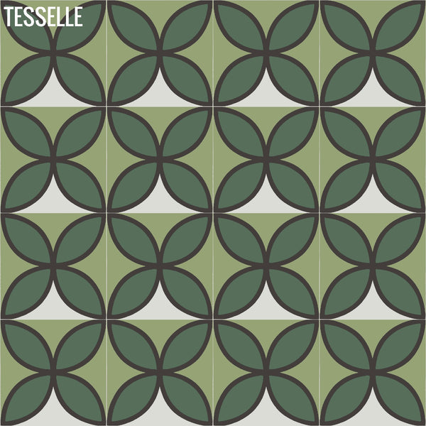 Products Tapa Green Fourleaf 8" Square Cement Tile by Shag Layout 3