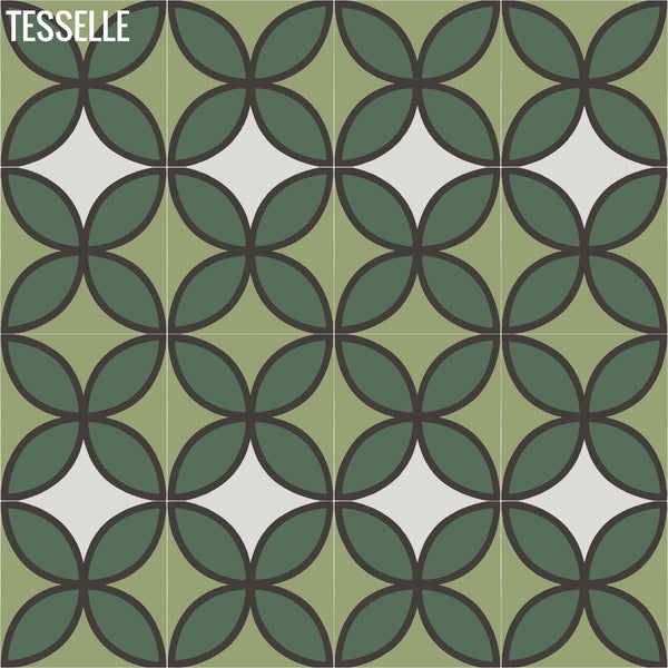 Products Tapa Green Fourleaf 8" Square Cement Tile by Shag Layout 5