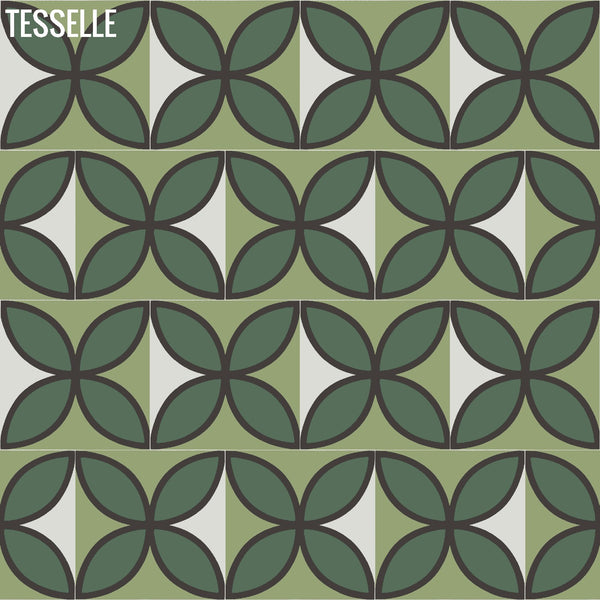 Products Tapa Green Fourleaf 8" Square Cement Tile by Shag Layout 6