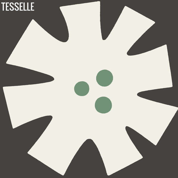 Tapa Green Montage - 8" Square Cement Tiles by Shag Flower