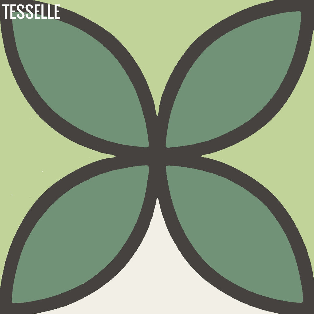 Tapa Green Fourleaf 8" Square Cement Tile by Shag