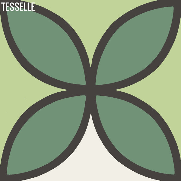 Tapa Green Fourleaf 8" Square Cement Tile by Shag