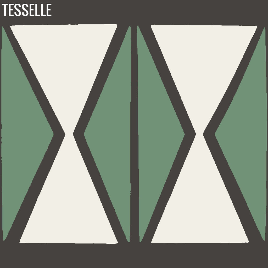 Tapa Green Hourglass 8" Square Cement Tile by Shag
