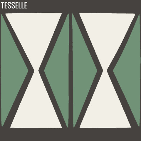 Tapa Green Hourglass 8" Square Cement Tile by Shag
