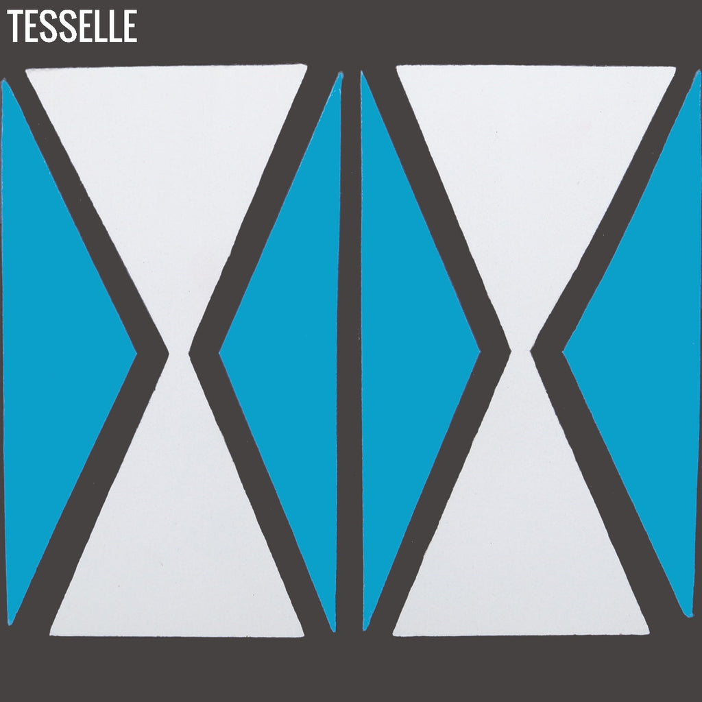 Tapa Blue Hourglass 8" Square Cement Tile by Shag