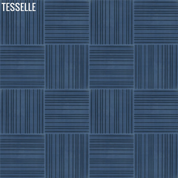Jaspé 8"x8" Square Cement Tile - Indigo Layout 4