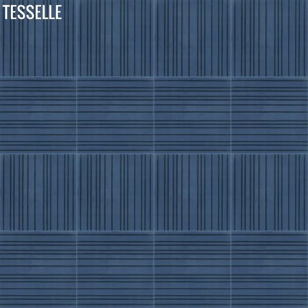 Jaspé 8"x8" Square Cement Tile - Indigo Layout 6