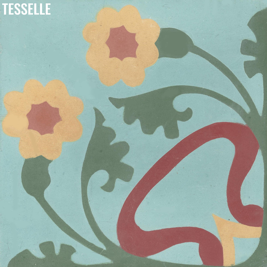 Jessamine Tulip 8" Square Cement Tile 1
