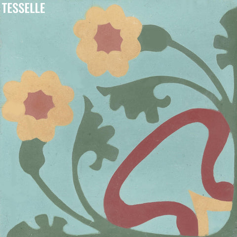 Jessamine Tulip 8" Square Cement Tile 1