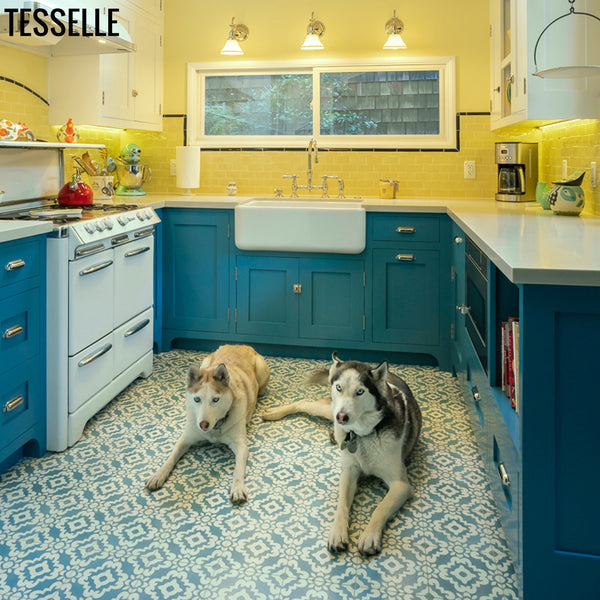 Kalikoe Lorne Cement Tiles Room Scene with Dogs