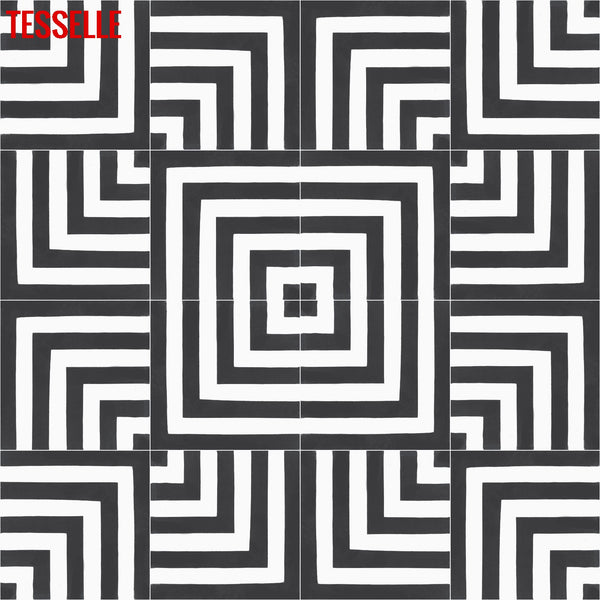 Laberinto Cebra 8" Square Cement Tile