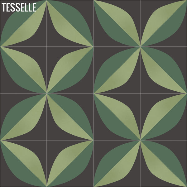 Tapa Green Largeleaf 8" Square Cement Tile by Shag