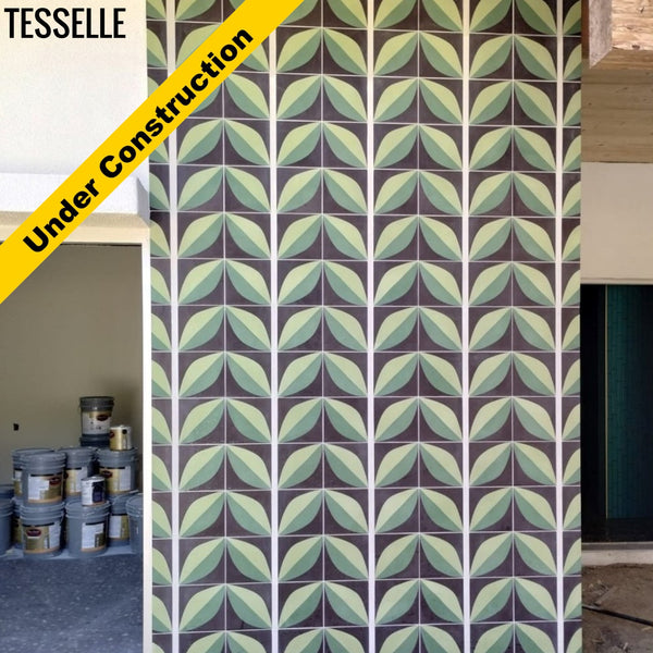 Tapa Green Largeleaf 8" Square Cement Tile by Shag