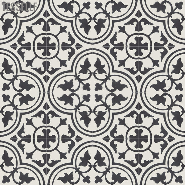 Lyssa Blancnoir 8" Square Cement Tile 32"