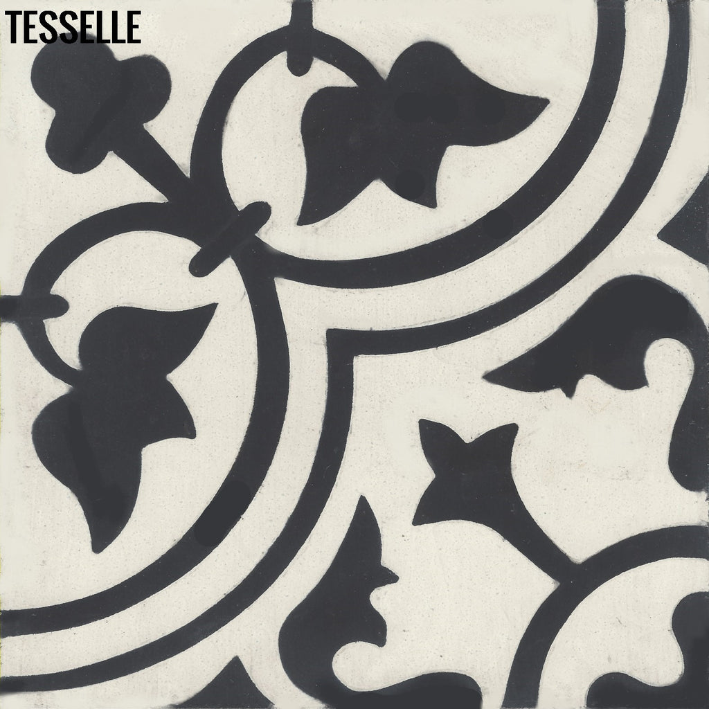 Lyssa Blancnoir 8" Square Cement Tile