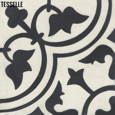 Lyssa Blancnoir 8" Square Cement Tile