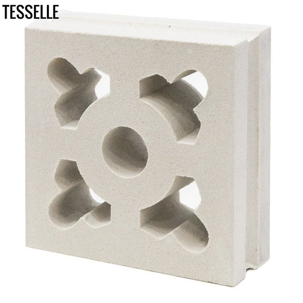 Ornament Lily White 7.5" Cement Breeze Block angle