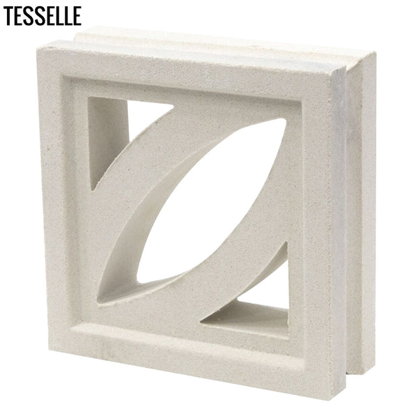 Petal Lily White 7.5" Cement Breeze Block ANGLE