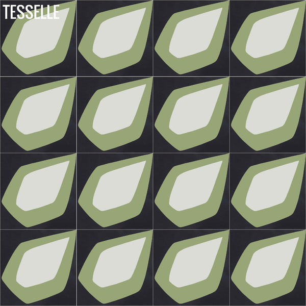 Tapa Green Petal 8" Square Cement Tile by Shag 7