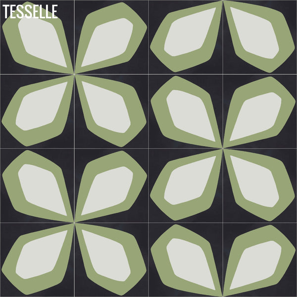 Tapa Green Petal 8" Square Cement Tile by Shag 4