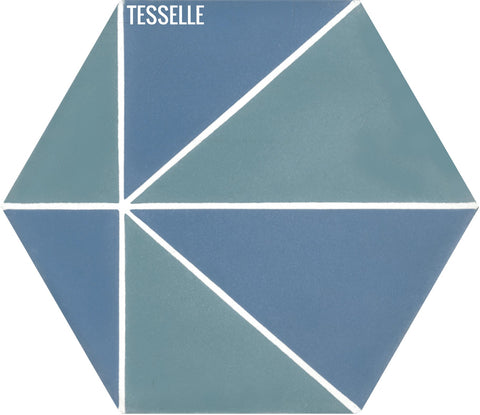 Pinnacle Sky 9x8" Hexagonal Cement Tile