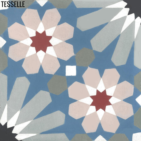 Selene Azul 8" Square Cement Tile