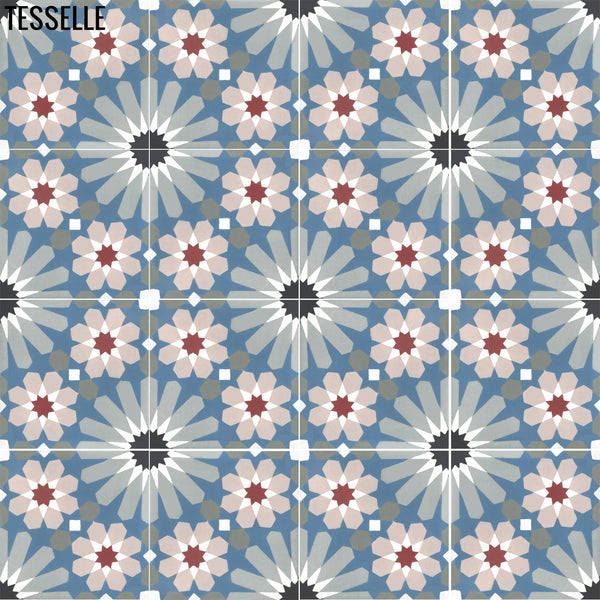 Selene Azul 8" Square Cement Tile