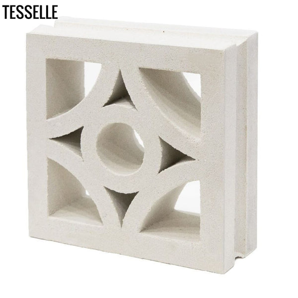 Starlight Lily White 7.5" Cement Breeze Block angle