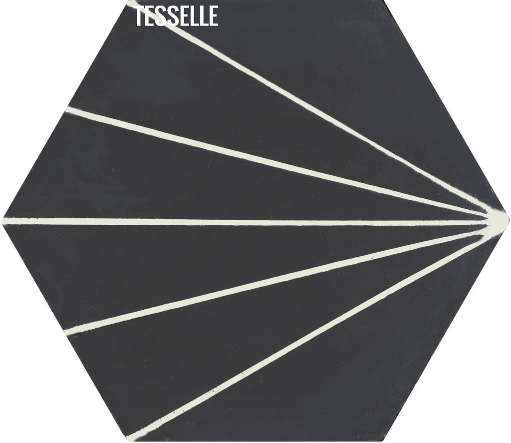 Sunray Basalt 9x8" Hexagonal Cement Tile