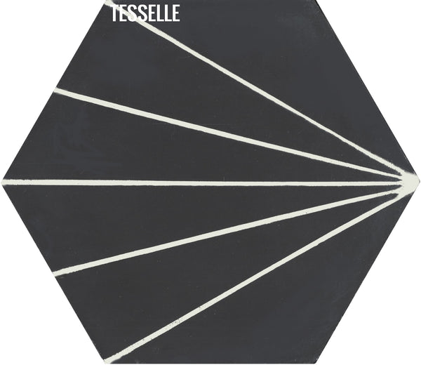 Sunray Basalt 9x8" Hexagonal Cement Tile