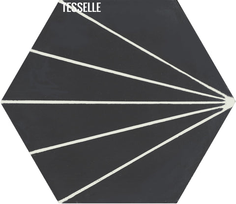 Sunray Basalt 9x8" Hexagonal Cement Tile