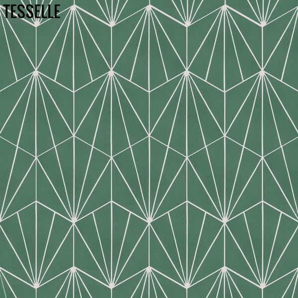 Sunray Jade 9x8" Hexagonal Cement Tile Layout 1