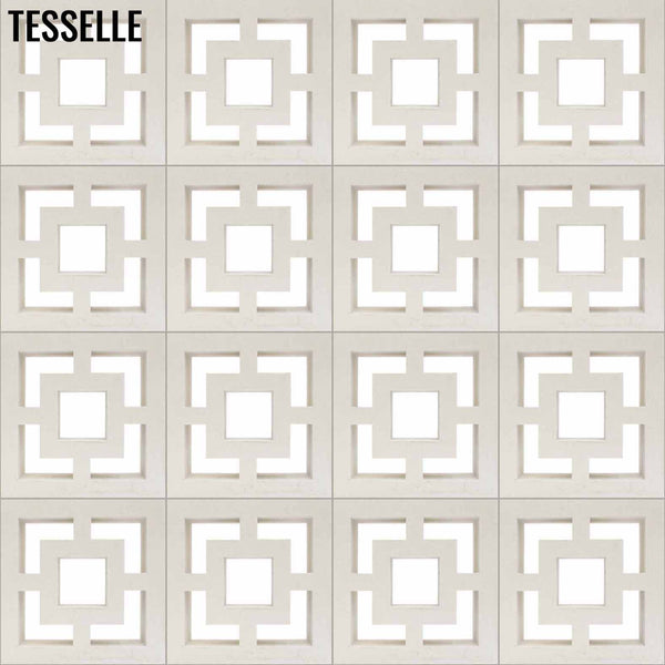 Town Square White 11.4" Cement Breeze Block 3