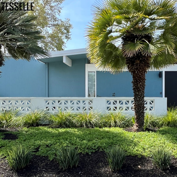 Traverse White Breeze Blocks in front of  a house