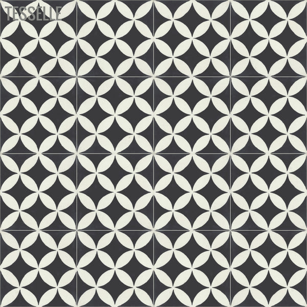 Tropez Nocturne 8" Square Cement Tile 4X4
