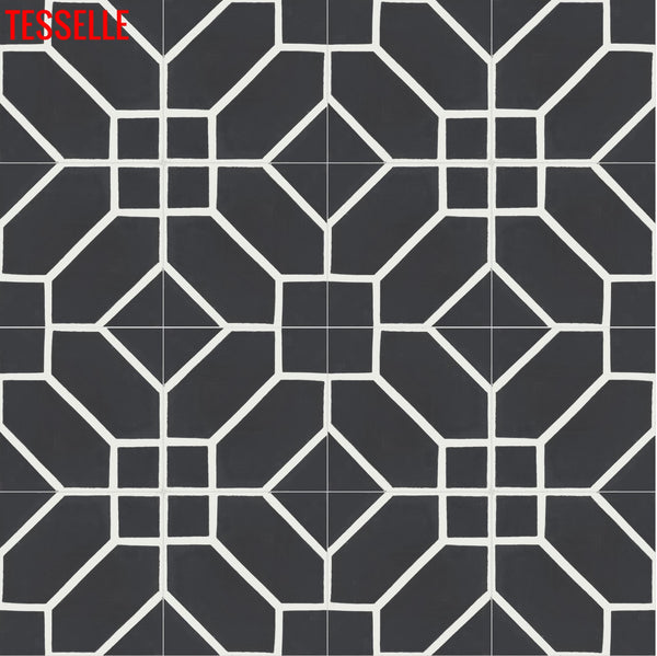 Zahra Midnight 8" Square Cement Tile 1
