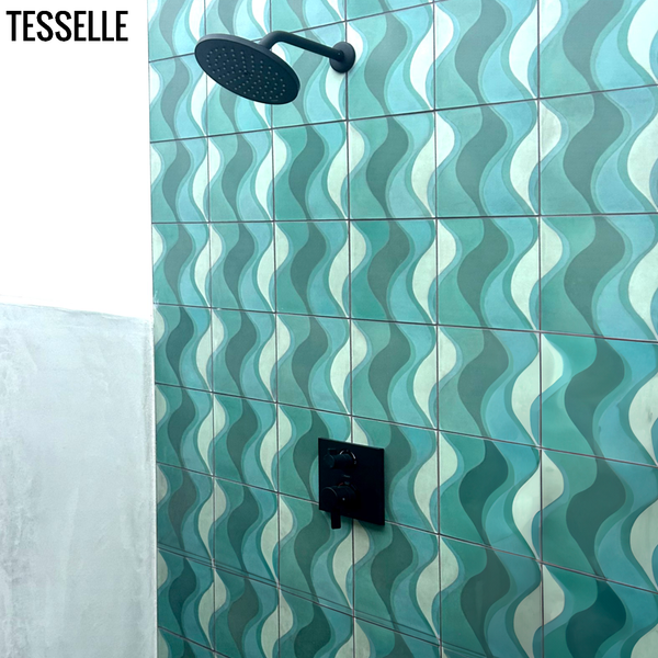Capri Aqua 8" Square Cement Tile by Trina Turk