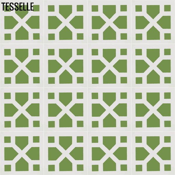 Zephyr Crossing Basil 8" Square Cement Tile 4x4
