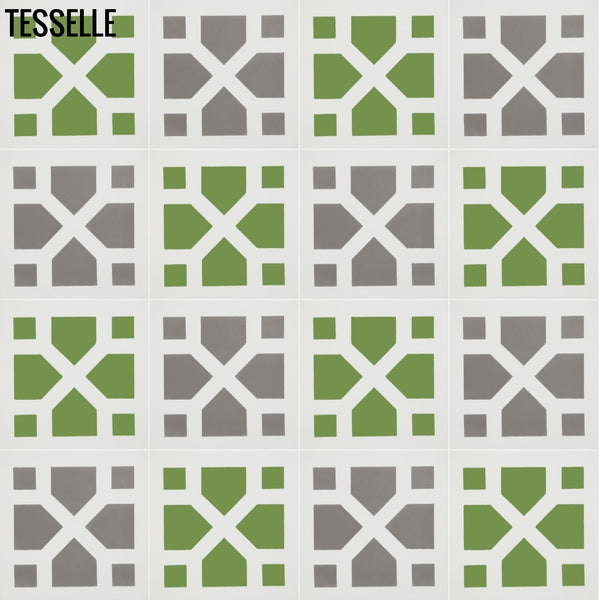 Zephyr Crossing Basil 8" Square Cement Tile Multi Color