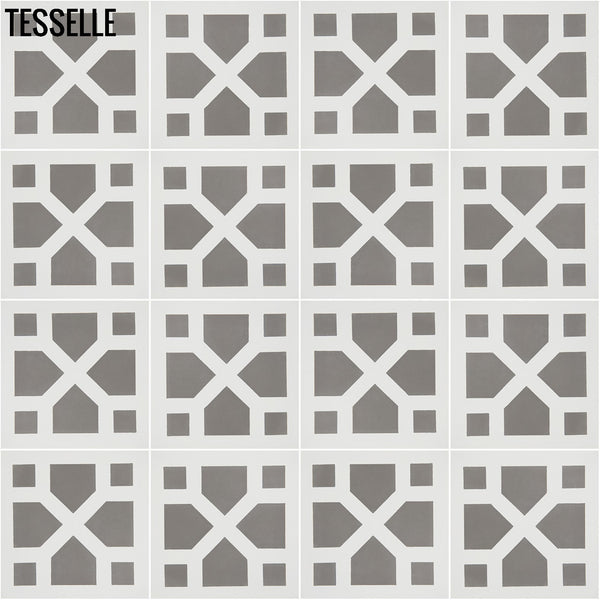 Zephyr Crossing Slate 8" Square Cement Tile 4x4