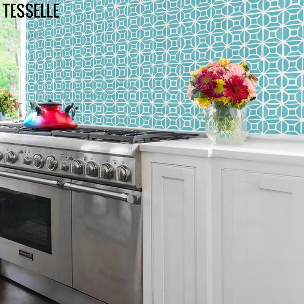 Durell Turquoise 8" Square Cement Tile by Trina Turk