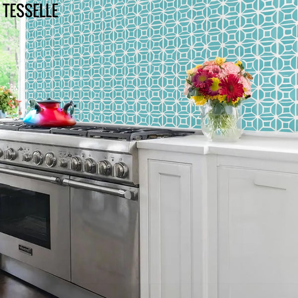 Durell Turquoise 8" Square Cement Tile by Trina Turk
