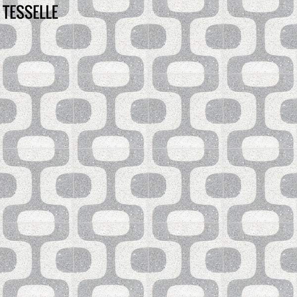 Ipanema Prata 8" Square Terrazzo Cement Tile in Repeat