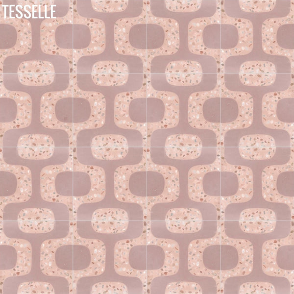 Ipanema Rosa 8" Square Terrazzo Cement Tile in repeat