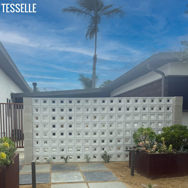 Terrace White Breeze Blocks as Patio Backdrop